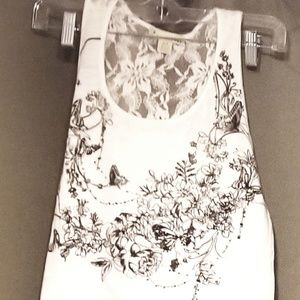 Woman's, sm, white lace back, sleeveless tank top
